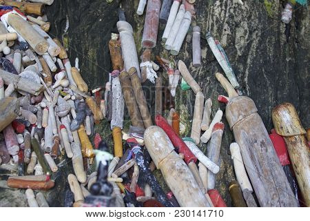 Wooden Lingams Offerings Princess Phra Nang Cave, Railay Peninsula, Krabi, Thailand