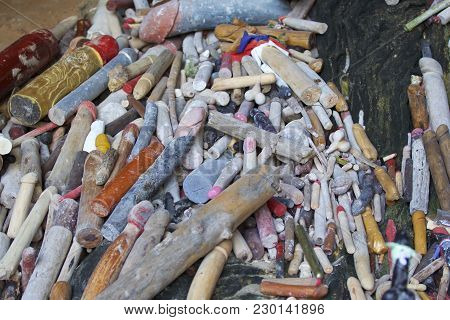 Wooden Lingams Offerings Princess Phra Nang Cave, Railay Peninsula, Krabi, Thailand