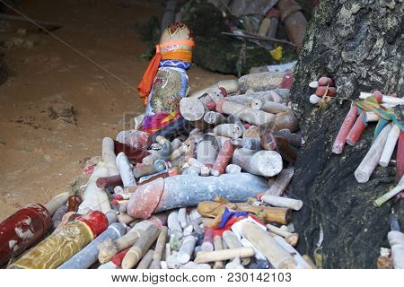 Wooden Lingams Offerings Princess Phra Nang Cave, Railay Peninsula, Krabi, Thailand