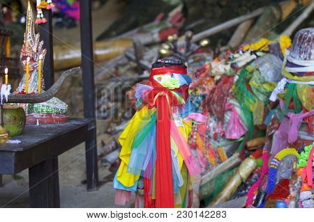Wooden Lingams Offerings Princess Phra Nang Cave, Railay Peninsula, Krabi, Thailand