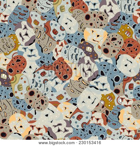 Abstact Seamless Pattern Based On Mocume Gane, Beige Shades
