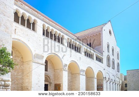 Bari, Italy, Old Town, View Of The Side Entrance Of The St Nicholas Basilica