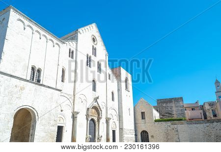Bari, Italy, Old Town, View Of The Facade Of The St Nicholas Basilica.