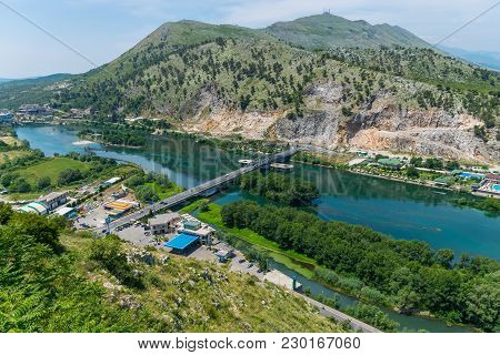 Scenic View From The Fortress Of Rosafa (shkoder, Albania).