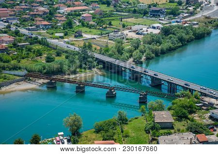 Scenic View From The Fortress Of Rosafa (shkoder, Albania).