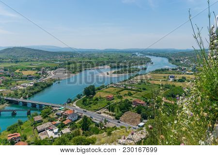 Scenic View From The Fortress Of Rosafa (shkoder, Albania).