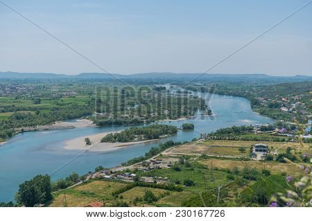 Scenic View From The Fortress Of Rosafa (shkoder, Albania).