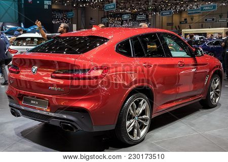 Geneva, Switzerland - March 7, 2018: New 2018 Bmw X4 M40d Suv Car Presented At The 88th Geneva Inter