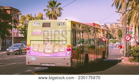 Valencia, Spain - June 18, 2017 : Bus Number 7102 Of The Municipal Transit Company Of Valencia Emt S