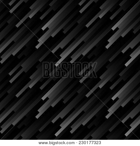 Seamless Dark Abstract Pattern. Geometric Print Composed Of Blackand Gray Strips. Graphic Line Backg