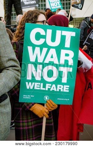 Protesters Gather Outside Downing Street, London, United Kingdom