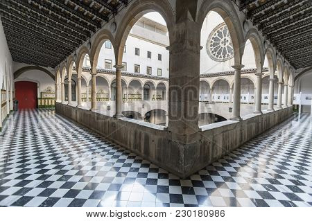 Barcelona,spain-december 28,2015: Ancient Courtyard, Pati Manning,eighteen Century,cultural Center,c