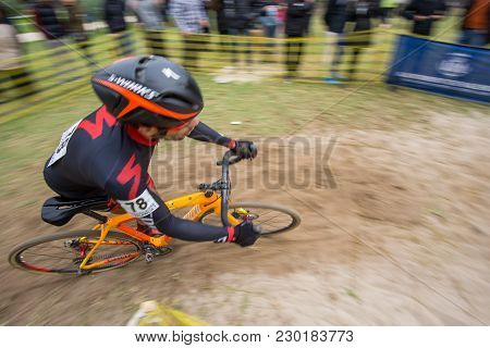Valencia - December 14: Unidentified Rider Participates In Xix Edition Of Cyclo-cross City Of Valenc