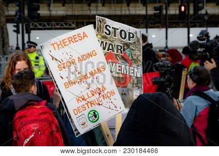 Protesters Gather Outside Downing Street, London, United Kingdom