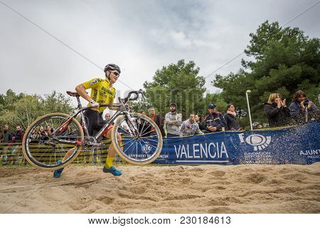 Valencia - December 14: Unidentified Rider Participates In Xix Edition Of Cyclo-cross City Of Valenc
