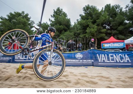 Valencia - December 14: Unidentified Rider Participates In Xix Edition Of Cyclo-cross City Of Valenc