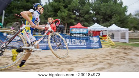 Valencia - December 14: Unidentified Rider Participates In Xix Edition Of Cyclo-cross City Of Valenc