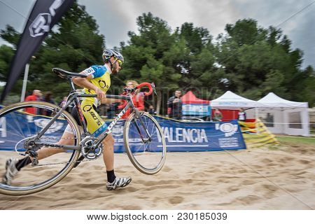 Valencia - December 14: Unidentified Rider Participates In Xix Edition Of Cyclo-cross City Of Valenc