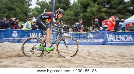 Valencia - December 14: Unidentified Rider Participates In Xix Edition Of Cyclo-cross City Of Valenc