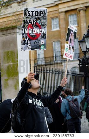Protesters Gather Outside Downing Street, London, United Kingdom