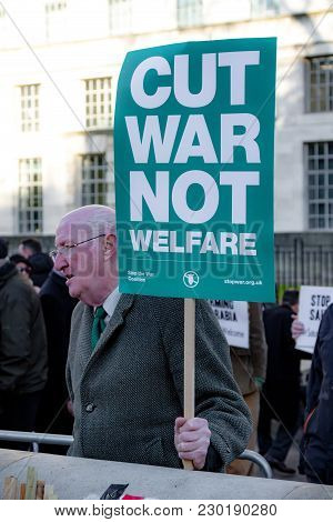 Protesters Gather Outside Downing Street, London, United Kingdom