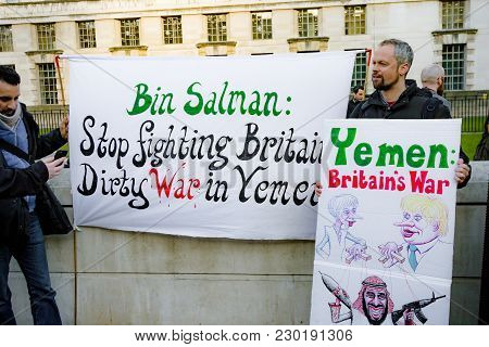 Protesters Gather Outside Downing Street, London, United Kingdom