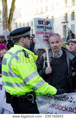 Protesters Gather Outside Downing Street, London, United Kingdom