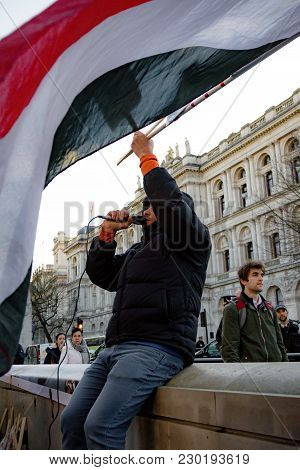 Protesters Gather Outside Downing Street, London, United Kingdom