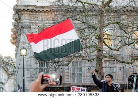 Protesters Gather Outside Downing Street, London, United Kingdom