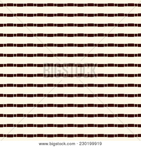 Seamless Surface Pattern Design With Strokes. Broken Horizontal Lines. Dashes Motif. Rectangle Block