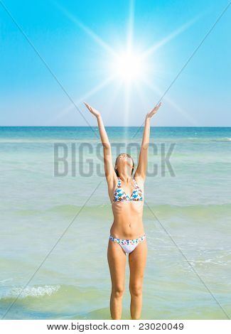 Bikini clad Posing Model
