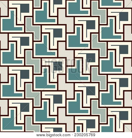 Repeated Creative Puzzle Mosaic Abstract Background. Seamless Surface Pattern Design With Simple Geo