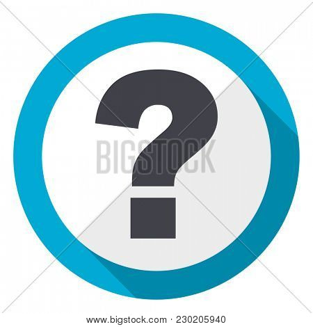 Question mark blue flat design web icon