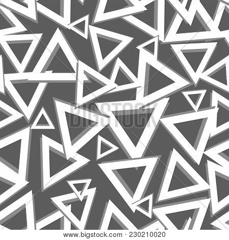 Geometric Triangle Pattern . Black And White Seamless Triangle Pattern. Geometric Seamless Pattern