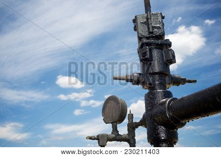 Oil well in Ayoluengo de la Lora, Burgo Province, Castilla Leon, Spain.