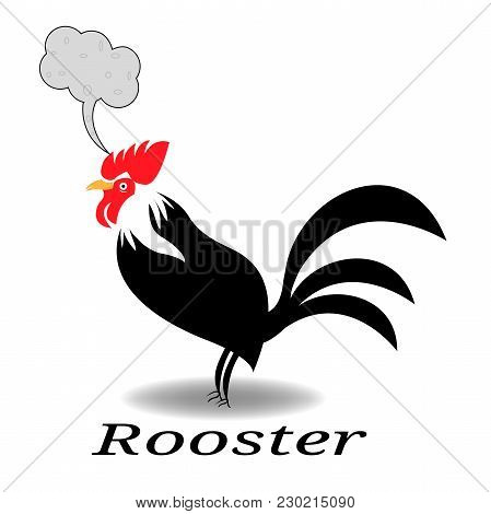 Roster With Speech Bubble. Cockerel With Speech Bubble