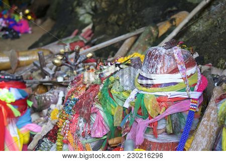 Wooden Lingams Offerings Princess Phra Nang Cave, Railay Peninsula, Krabi, Thailand
