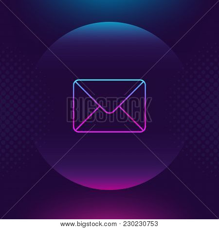 Mail Neon Outline Icon. Message Email Luminous Thin Button. Contact Outline Logo Ultra Violet Color.