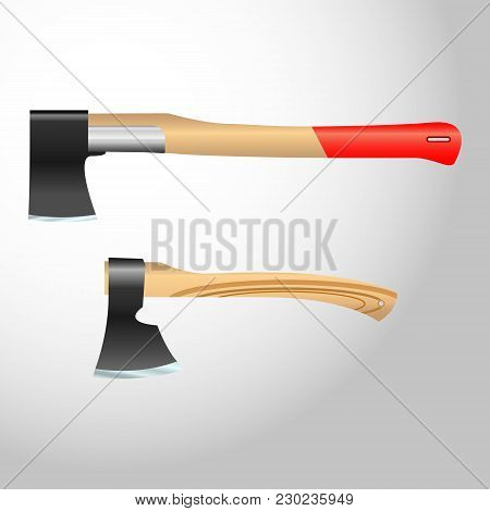 Realistic Vector, Illustration Axe, Hatchet With Wooden Handle