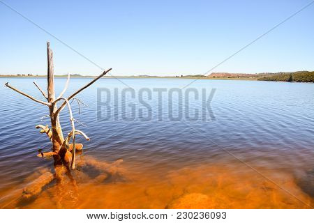 Copper Red Polluted Lake Mine In Gossan Cobre Huelva Spain