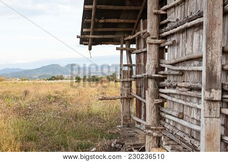 Landscape Whit Clouds In Thailand And An Small House On The Field