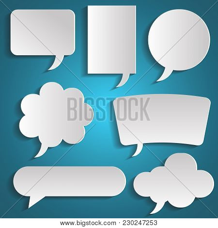 Speech Bubbles Set With Shadows. Pape Icons Isolated. Thought , Speech Bubble. Dream Cloud. Talk Bal