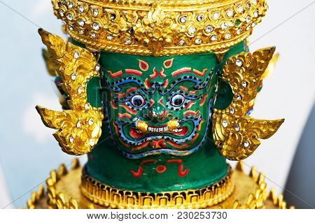 Tos-sa-kan Hua Khon (thai Traditional Mask) The Main Character Of Ramayana Epic Saga.