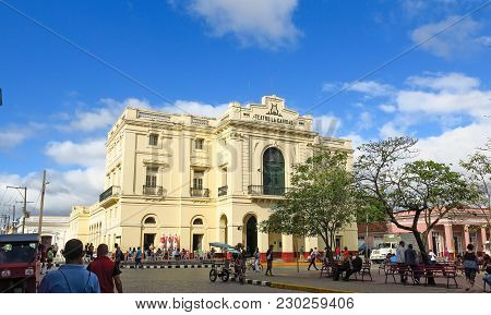 Santa Clara, Cuba - January 11, 2017: Theater Caridad. A National Monument Of Cuba Was Built In 1885