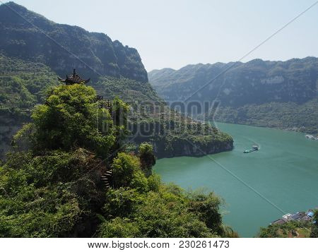 The River Cruise At Yichang Pier. Travel To Three Gorges Dam. Travel In Yichang City, Hubei Province