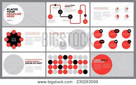 Red Presentation Template Design. Business Data Graphs. Vector Financial And Marketing Charts.