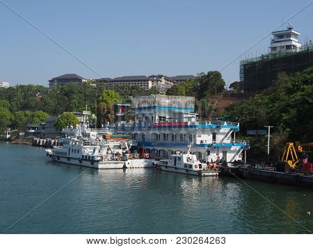 The River Cruise At Yichang Pier. Travel To Three Gorges Dam. Travel In Yichang City, Hubei Province