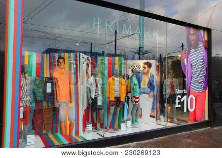 Manchester, Uk - April 21, 2013: Primark Store Window Display In Manchester, Uk. Primark Has 257 Fas
