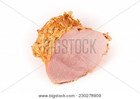 Smoked Brisket Isolated On White Background. Meat Products.