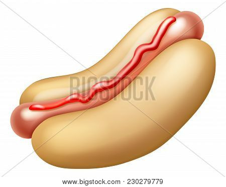 An Illustration Of A Tasty Looking Cartoon Hotdog